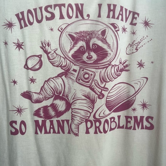Women’s “Houston, I have so many problems” Raccoon Astronaut Tank Top - Size 1XL - Picture 2 of 5